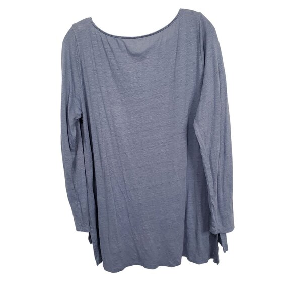 Eileen Fisher M Tunic Top Linen Long Sleeve Oversized Hi Lo Hem Relaxed Fit - Picture 3 of 9
